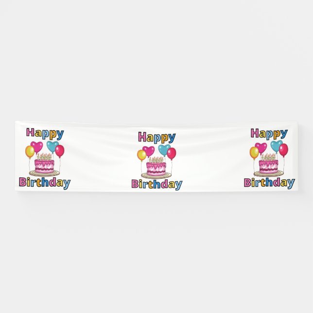 Bannière en vinyle 2,5x10 pour Joyeux Anniversaire (Horizontal)