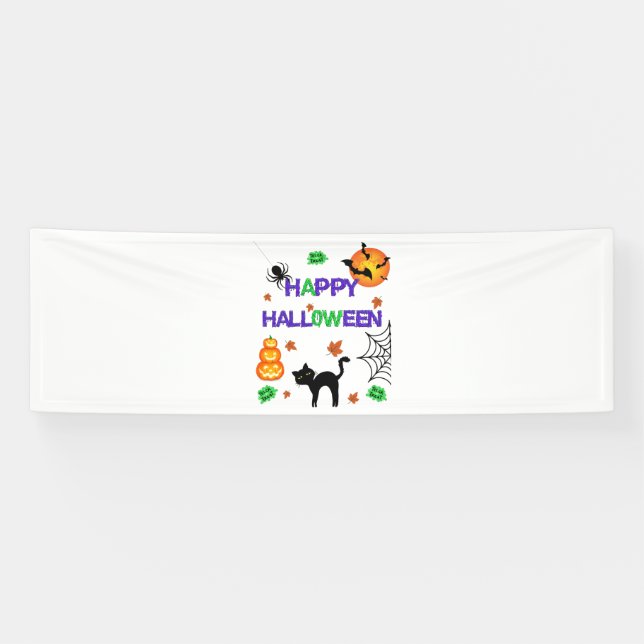 Bannière en vinyle 2,5x8 Bonne Halloween (Horizontal)