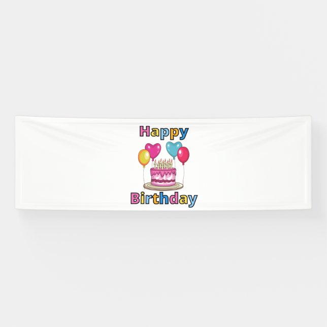 Bannière en vinyle 2,5x8 pour Joyeux Anniversaire (Horizontal)