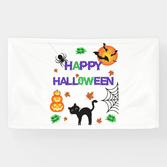 Bannière en vinyle 3x5 Bonne Halloween (Horizontal)