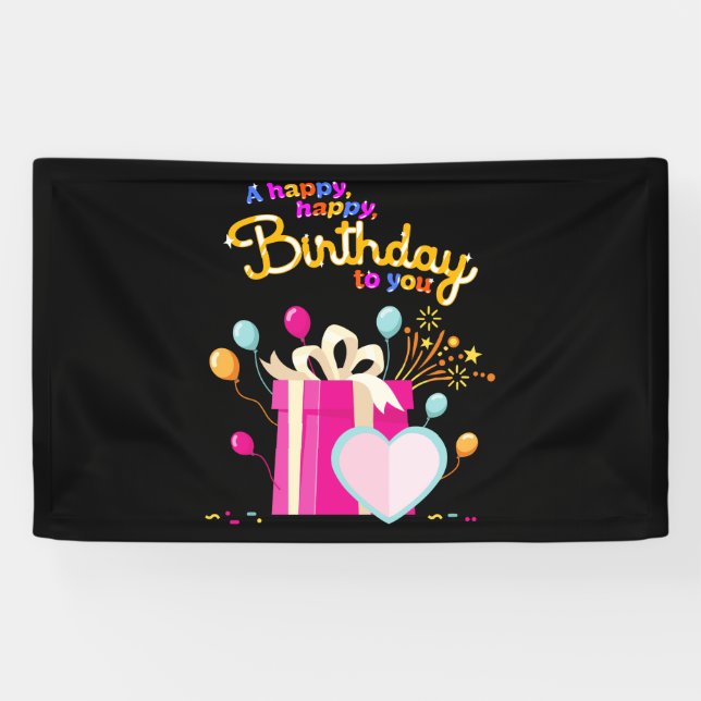 Bannière en vinyle 3x5 Joyeux Anniversaire à Toi (Horizontal)