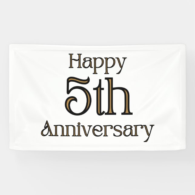 Bannière en vinyle 3x5 pour un 5ème anniversaire j (Horizontal)