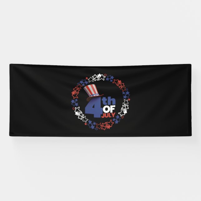 Bannière en vinyle 4x10 pour la fête de l'Indépend (Horizontal)