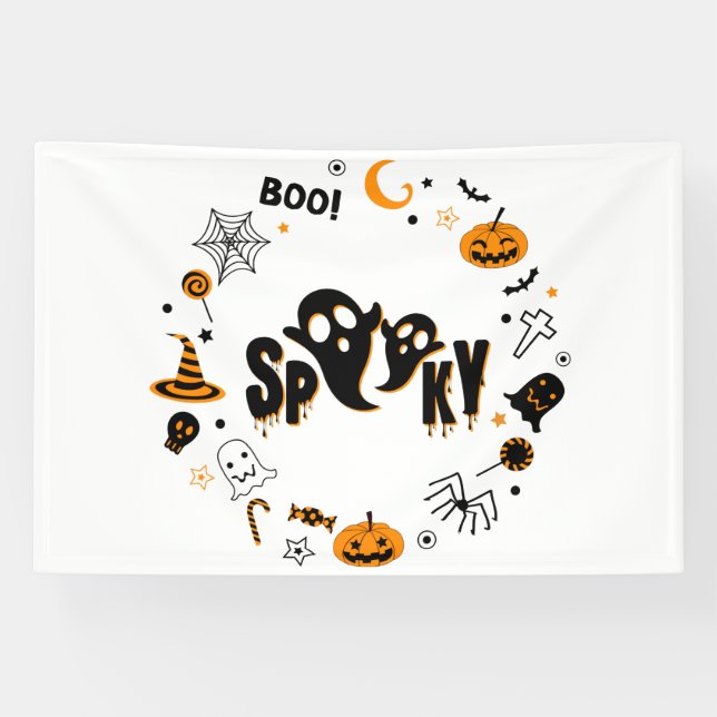 Bannière en vinyle 4x6 Fantôme effrayant d'Hallowe (Horizontal)