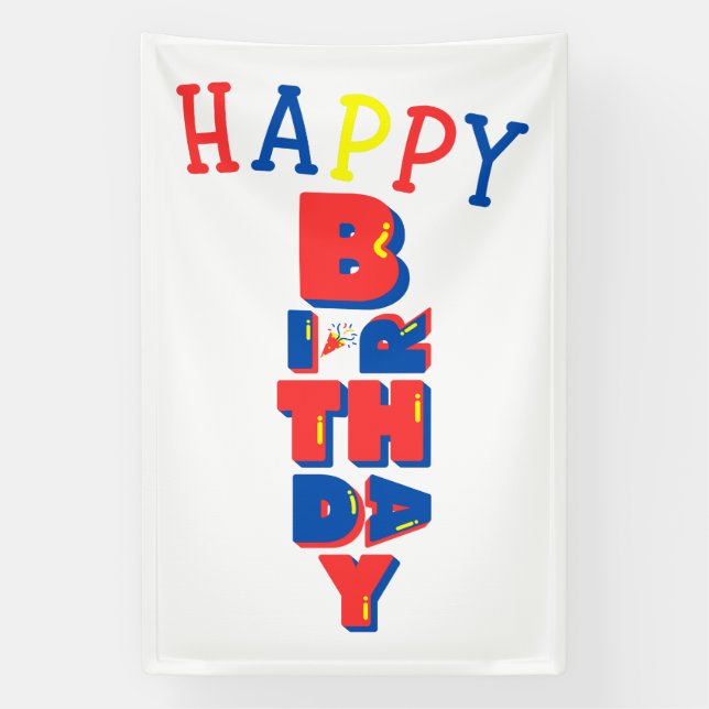 Bannière en vinyle 4x6 Joyeux Anniversaire Couleur (Verticale)