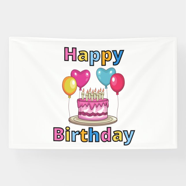 Bannière en vinyle 4x6 pour Joyeux Anniversaire (Horizontal)