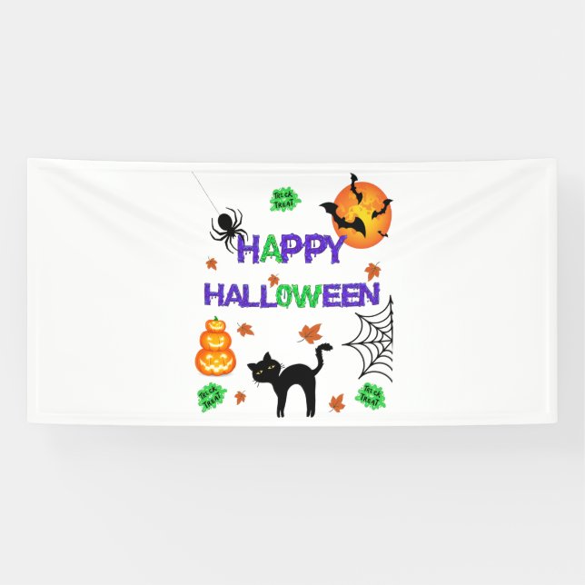 Bannière en vinyle 4x8 Bonne Halloween (Horizontal)