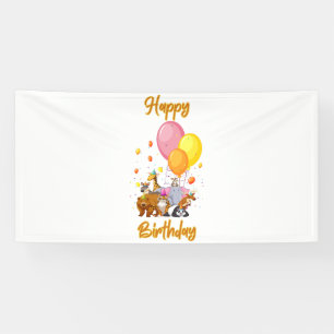 Bannière en vinyle 4x8 Joyeux Anniversaire Animaux