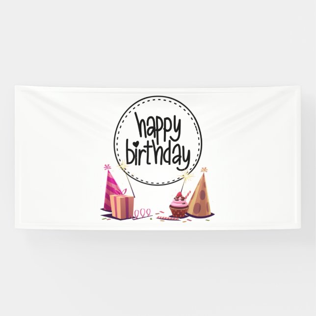 Bannière en vinyle 4x8 pour fête d'anniversaire (Horizontal)