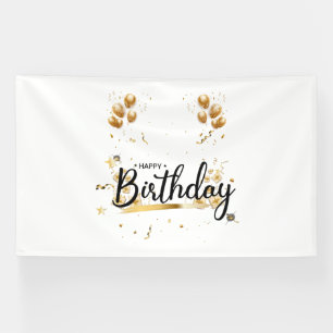 Bannière en vinyle 6x10 Joyeux Anniversaire Or