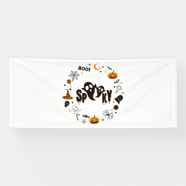 Bannière en vinyle Halloween Fantôme Effrayant 2,5 (Horizontal)