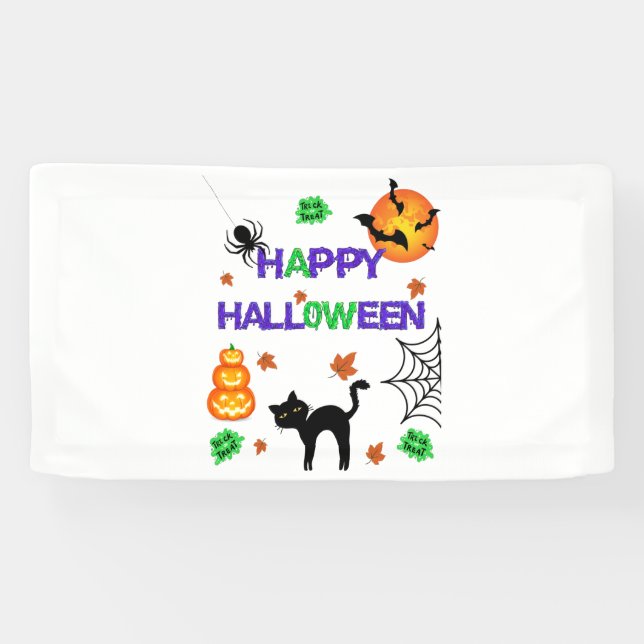 Bannière en vinyle Happy Halloween 1.6x3 (Horizontal)