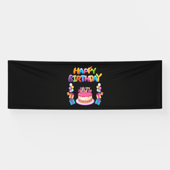 Bannière en vinyle Joyeux Anniversaire Confettis 2 (Horizontal)