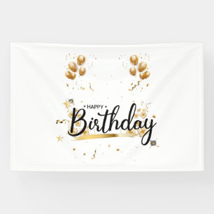 Bannière en vinyle Joyeux Anniversaire Or 4x6
