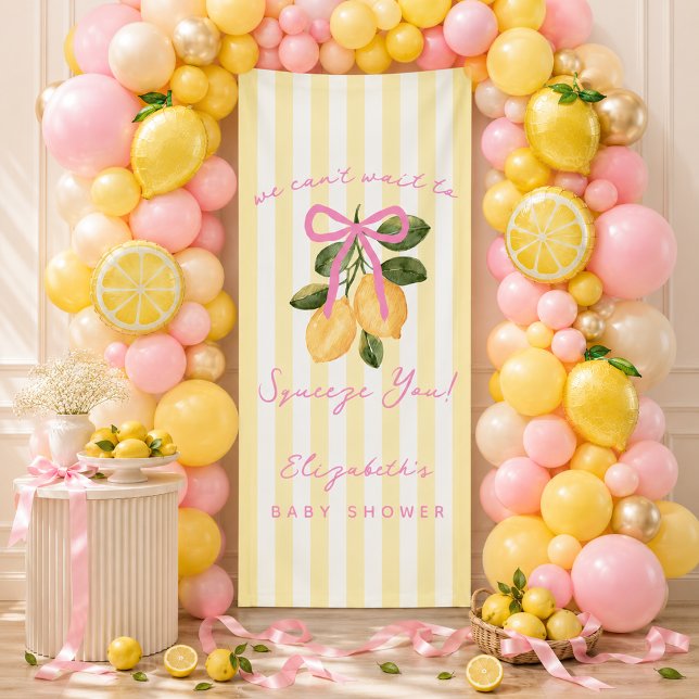 Bannière en vinyle pour Baby Shower Pink Lemon (Pink Lemon Baby Shower Vinyl Banner)