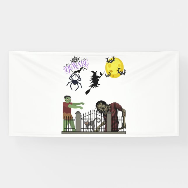 Bannière en vinyle Zombie Halloween Land 4x8 (Horizontal)