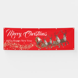 Bannière extérieure Père Noël Reindees Joyeux Noël