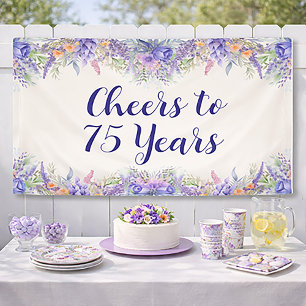 Bannière Fleurie Lilas Violet 75e Anniversaire