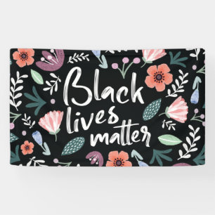 Bannière florale de Black Lives Matt