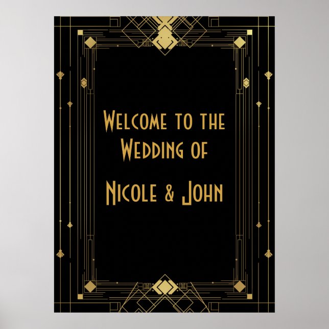 Bannière Gold & Black Art Déco Gatsby Roaring 20's (Devant)