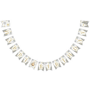 Bannière Gold Happy Birthday Winter bunker