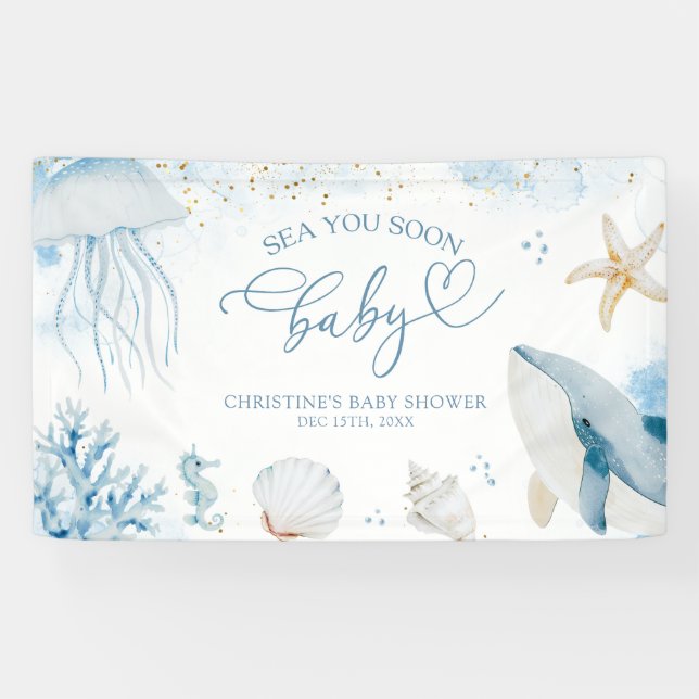 Bannière Grande Océan Mer Vous Bientôt Été Baby Sh (Horizontal)