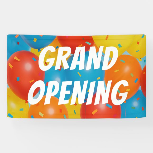 Bannière GRANDE OUVERURE Ballons et Confettis Fest (Horizontal)