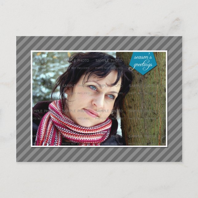 Bannière Gris Gris Cartes de Noël rayées Photo (Devant)