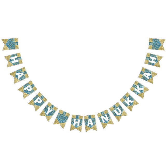 Bannière Hanoukka Swallowtail Dreidel Swirls (Tout)