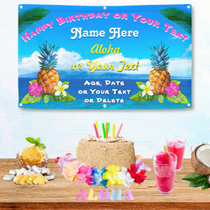 Bannière hawaïenne d'anniversaire avec de vraies