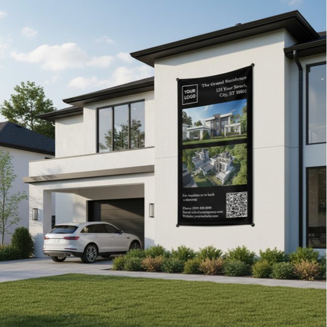 Bannière immobilière moderne avec code QR (Créateur téléchargé)