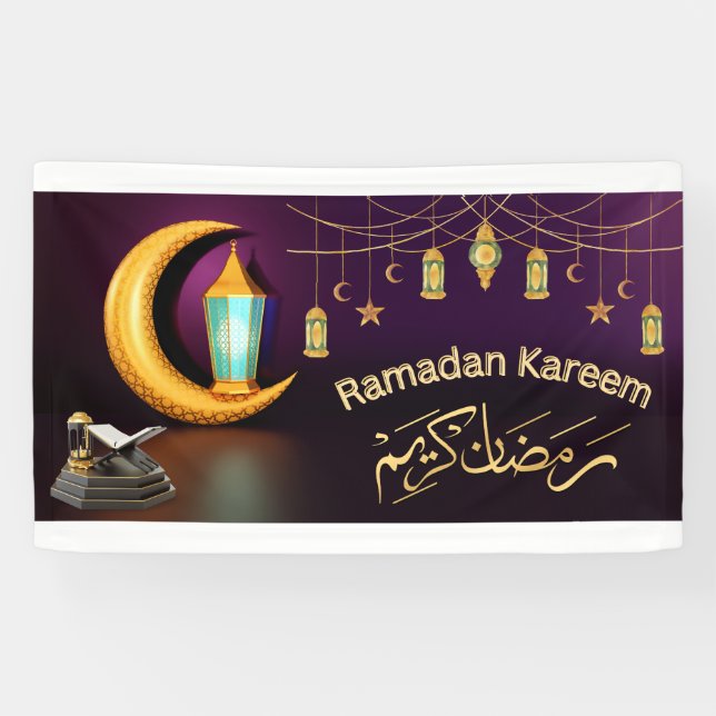 Bannière islamique Ramadan Kareem en vinyle  (Horizontal)