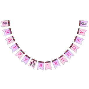 Bannière joyeuse de Unicorne rose et pourpre