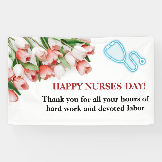 Bannière Joyeuse Journée des Infirmières Florale (Horizontal)