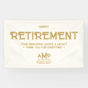 Bannière Joyeuse Retraite Monogramme Blanc et Or