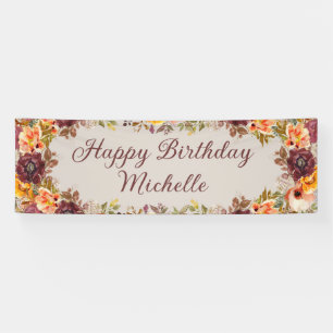 Bannière Joyeux Anniversaire Fleurs Rouille de Bou