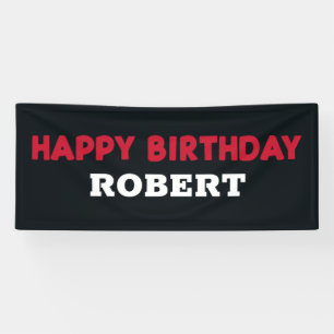 Bannière Joyeux Anniversaire Nom de l'enfant Rouge