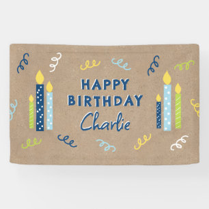 Bannière kraft de couleur bleue et verte pour anni