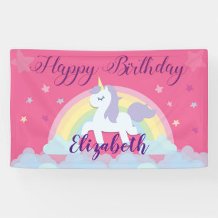 Bannière magique de licorne de joyeux anniversair