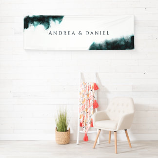 Bannière mariage à encre luxuriante