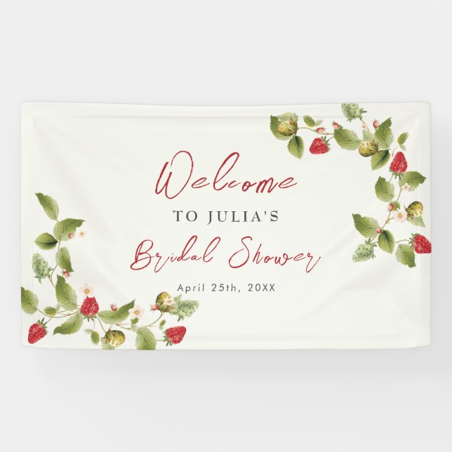 Bannière Mariage de fleurs de fraises rouges sucré (Horizontal)