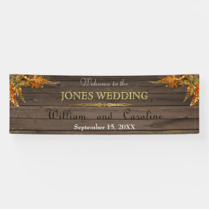 Bannière Mariage en bois et or rustique