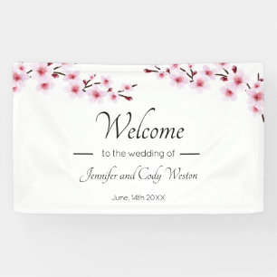 Bannière Mariage en fleurs de cerisiers roses