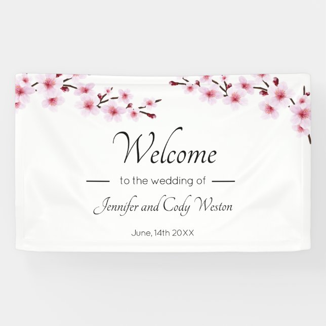 Bannière Mariage en fleurs de cerisiers roses (Horizontal)