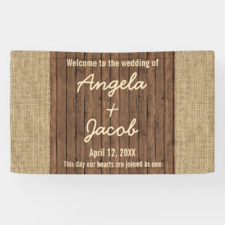 Bannière Mariage personnalisée Rustique Burlap Boi