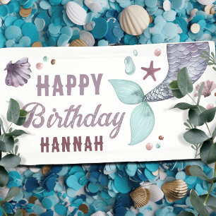 Bannière mauve Mer Anniversaire de enfant