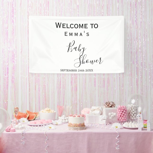 Bannière minimaliste de douche noire et blanche (Fête)