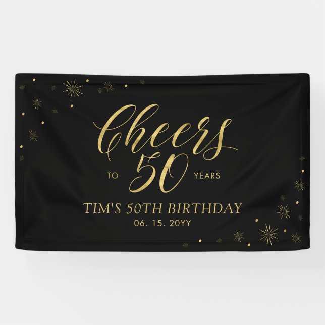 Bannière moderne « Cheers » pour les 50 ans en or  (Horizontal)