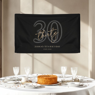 Bannière Moderne Noir et Or pour 30ème Anniversair