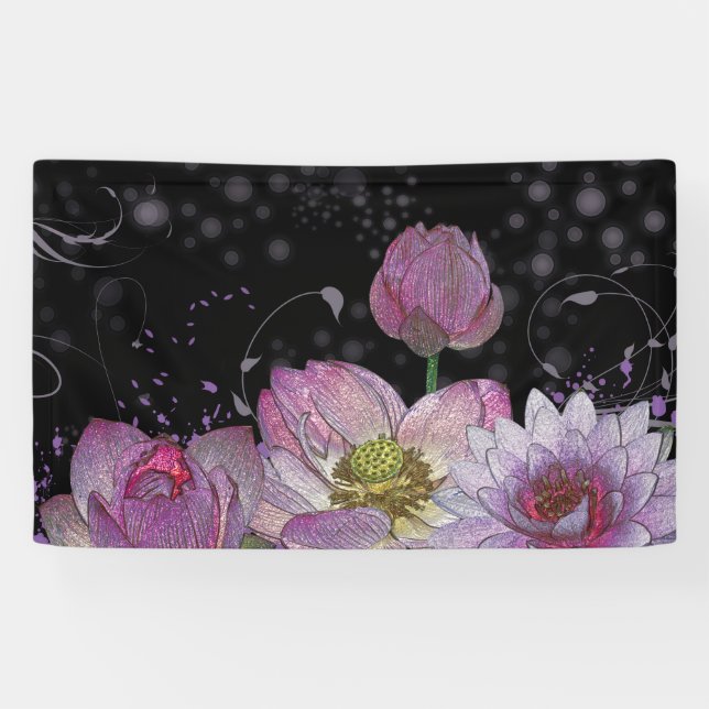Bannière mystique lotus 3' x 5' (Horizontal)